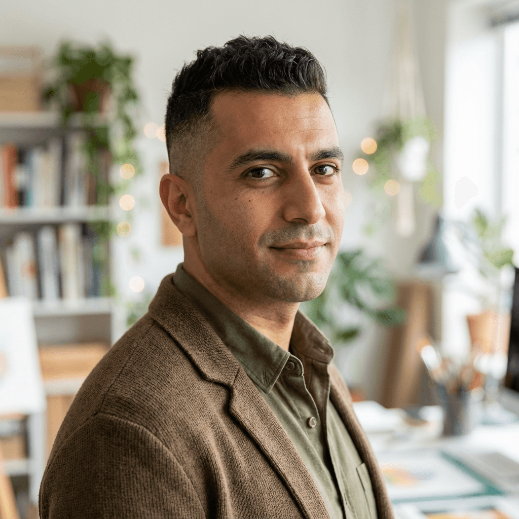Karim El Fassi, directeur de collection, dans son bureau