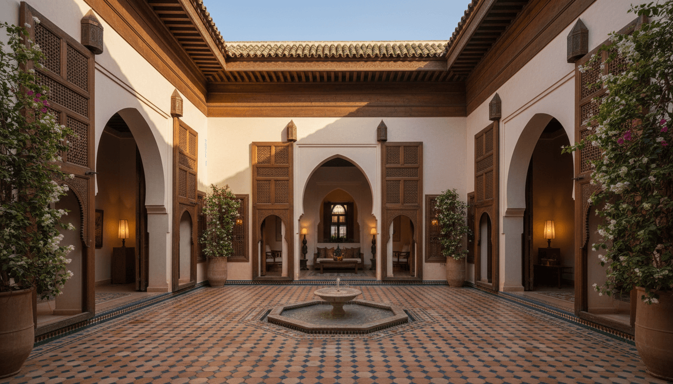 Cour intérieure d'un riad traditionnel à Marrakech